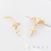 GOTHIC BAT SKULL DANGLING CROSS NOSE STUD 316L SURGICAL STEEL L-SHAPE NOSE RING
